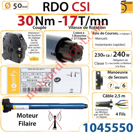 Moteur Rdo 50 Csi 30/17  Avec Mds Hexa 7 & Carré 6 mm