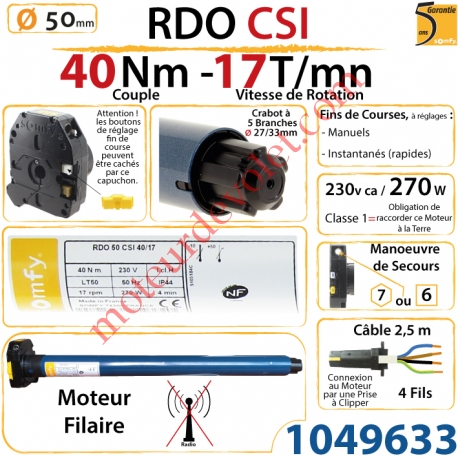 Moteur Rdo 50 Csi 40/17 Avec Mds Hexa 7 & Carré 6 mm