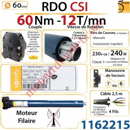 Moteur Rdo 60 Csi 60/12 Avec Mds Hexa 7 & Carré 6 mm