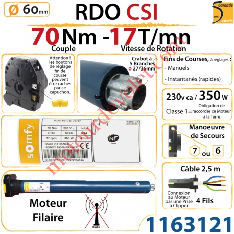 Moteur Rdo 60 Csi 70/17 Avec Mds Hexa 7 & Carré 6 mm