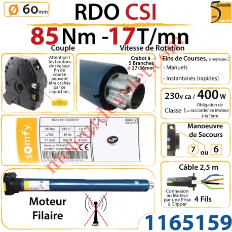 Moteur Rdo 60 Csi 85/17 Avec Mds Hexa 7 & Carré 6 mm