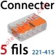 Borne Mini Connexion à Leviers 5 Fils Souples ou Rigides jusqu'à 4 mm² Intensité Max 32A Tension 450v