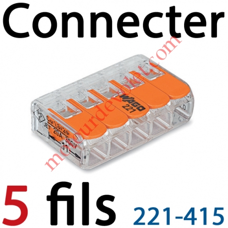 Borne Mini Connexion à Leviers 5 Fils Souples ou Rigides jusqu'à 4 mm² Intensité Max 32A Tension 450v