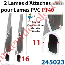 Lames d'Attaches Longueur 200 mm pour Lames P140 en Aluminium Anodisé Naturel (Paire)