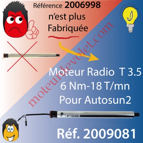 Moteur T3,5 E Hz CC 6/18 12 v cc sans Mds pour Autosun1, remplacé par réf 2009081