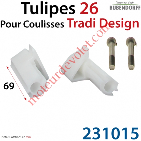 Tulipes 26 Coloris Incolore pour Coulisses Gamme Tradi Design Bubendorff (Paire)