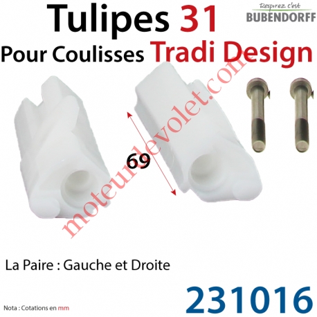 Tulipes 31 Coloris Incolore pour Coulisses Gamme Tradi Design Bubendorff (Paire)