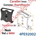 Cavalier inox pour Penture Gamme RapidRénov Percé de 2 Trous Diam 5mm & 1 Trou Taraudé avec Vis Pointeau Laqué Noir ± Ral 9005