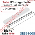 Tube d'Espagnolette Diamètre 14mm Rainuré Longueur 2 400mm en Aluminium Laqué Blanc Satiné ± Ral 9016