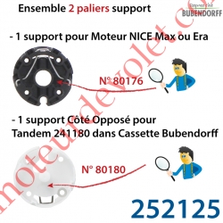 Ensemble 2 Paliers Support pour Moteur Nice et Côté Opposé pour Tandem 241180 dans Cassette Bubendorff