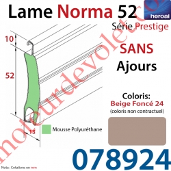 Lame Alu Double Paroi Injectée de Mousse de Polyuréthane Norma de 52x13 Coloris Beige Foncé Sans Ajourage