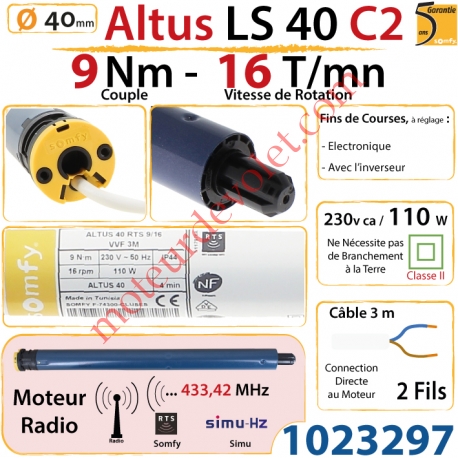 Moteur Altus C2 9/16 Rts Sans Carré LS 40 sans Mds Double Isolation Classe II