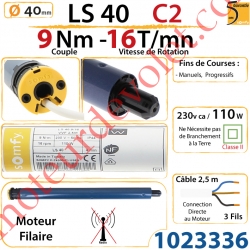 Moteur LS 40 9/16 Sans Carré  sans Mds Double Isolation Classe II Sans Fil de Terre