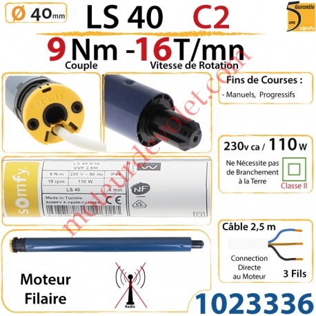 Moteur LS 40 9/16 Sans Carré  sans Mds Double Isolation Classe II Sans Fil de Terre