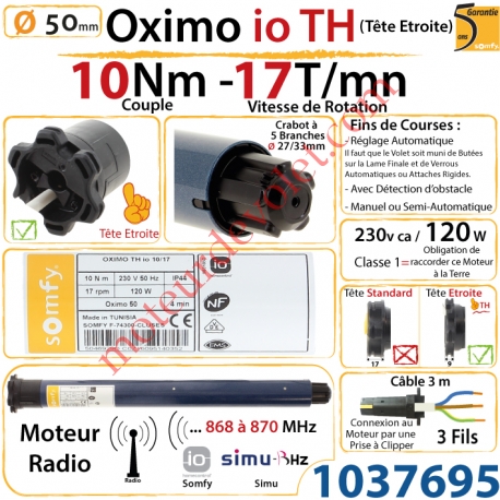 Moteur Oximo 10/17 TH io (Tête Etroite) LT 50 sans Mds