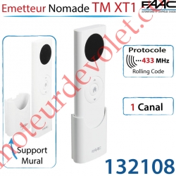 Emetteur Nomade 1 Canal TM XT1 433MHz Rolling Code Avec Support Mural