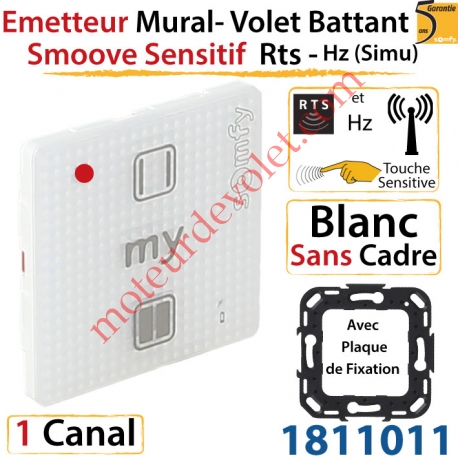 Emetteur Mural Smoove Sensitif Rts Blanc pour Volet Battant Sans Cadre