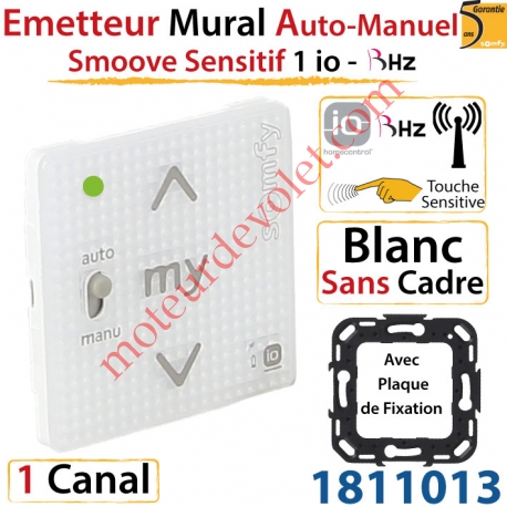 Emetteur Mural Smoove Sensitif 1 io Auto/Manuel Blanc Sans Cadre