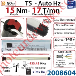 Moteur Electronique Radio T5 Auto Hz 15/17 Rts Réglage Automatique des FdC sans Mds