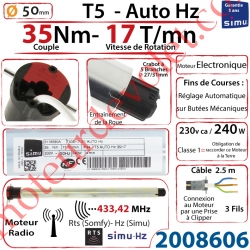 Moteur Electronique Radio T5 Auto Hz 35/17 Rts Réglage Automatique des FdC sans Mds