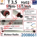 Moteur Radio Simu Hz02 9/16 Rts Sans Carré T3,5 sans Mds Double Isolation Classe II Sans Fil de Terre