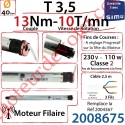 Moteur Filaire T3,5 13/10 Avec FdC à Réglage Progressif sans Carré sans Mds Double Isolation Classe II Sans Fil de Terre