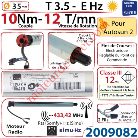 Moteur T3,5 E Hz CC 10/12 12 v cc sans Mds pour Autosun 2