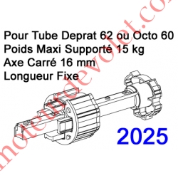 Tandem Deprat 62 ou Octo 60 Axe Tube Carré 16 Mâle 1 Roue Lg Fixe xx mm Pds Tab Max 15kg