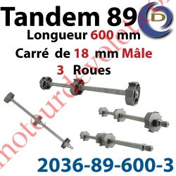 Tandem Deprat 89 Axe Carré 18 Mâle 3 Roues Lg 600 Réglable de  à  mm Largeur Maxi du Tablier 4500mm