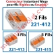 Borne Mini Connexion à Leviers 2 Fils Souples ou Rigides jusqu'à 4 mm² Intensité Max 32A Tension 450v
