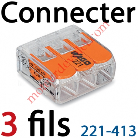 Borne Mini Connexion à Leviers 3 Fils Souples ou Rigides jusqu'à 4 mm² Intensité Max 32A Tension 450v