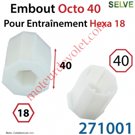 Embout Octo 40 pour Entraînement Hexagonal de 18 mm Femelle Longueur 40 mm