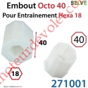 Embout Octo 40 pour Entraînement Hexagonal de 18 mm Femelle Longueur 40 mm