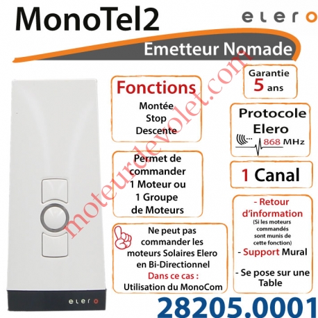 Emetteur Nomade MonoTel 2 Avec Retour d'informations Coloris Blanc 1 Canal