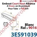Embout Court Haut modèle Alliance à Visser pour Tube d'Espagnolette Diamètre 14mm Rainuré en Aluminium Laqué Blanc ± Ral 9016