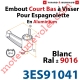 Embout Court Bas modèle Alliance à Visser pour Tube d'Espagnolette Diamètre 14mm Rainuré en Aluminium Laqué Blanc ± Ral 9016