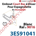 Embout Court Bas modèle Alliance à Visser pour Tube d'Espagnolette Diamètre 14mm Rainuré en Aluminium Laqué Blanc ± Ral 9016