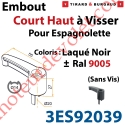 Embout Court Haut modèle Alliance à Visser pour Tube d'Espagnolette Diamètre 14mm Rainuré en Aluminium Laqué Noir ± Ral 9005