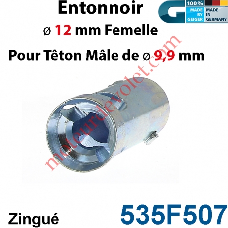 Entonnoir ø 12 mm Femelle Taraudé M5 Avec Vis 5x18 pour Têton mâle ø 9,9 mm