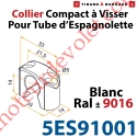 Collier Compact à Visser en Matériau Composite Blanc ±Ral 9016 pour Tube Espagnolette Diam 14mm Rainuré en Aluminium (Sans vis)