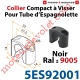 Collier Compact à Visser en Matériau Composite Noir ±Ral 9005 pour Tube Espagnolette Diam 14mm Rainuré en Aluminium (Sans vis)