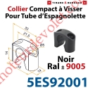 Collier Compact à Visser en Matériau Composite Noir ±Ral 9005 pour Tube Espagnolette Diam 14mm Rainuré en Aluminium (Sans vis)