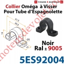 Collier Oméga à Visser en Matériau Composite Noir ±Ral 9005 pour Tube d'Espagnolette Diam 14mm Rainuré en Aluminium (Sans vis)
