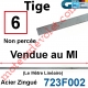 Tige Carrée de 6 mm Non Percée en Acier Brut