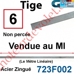Tige Carrée de 6 mm Non Percée en Acier Brut