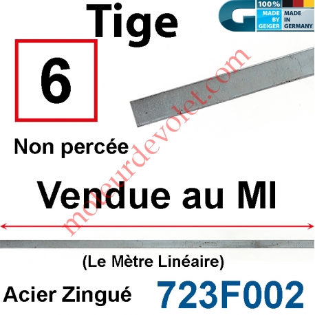 Tige Carrée de 6 mm Non Percée en Acier Brut