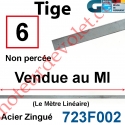 Tige Carrée de 6 mm Non Percée en Acier Brut