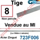 Tige Carrée de 8 mm Non Percée en Acier Brut