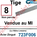 Tige Carrée de 8 mm Non Percée en Acier Brut