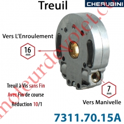 Treuil Vis Sans Fin Manoeuvre Hexa 7 Sortie Hexa 16 Femelle Avec FdC Réduction 10/1